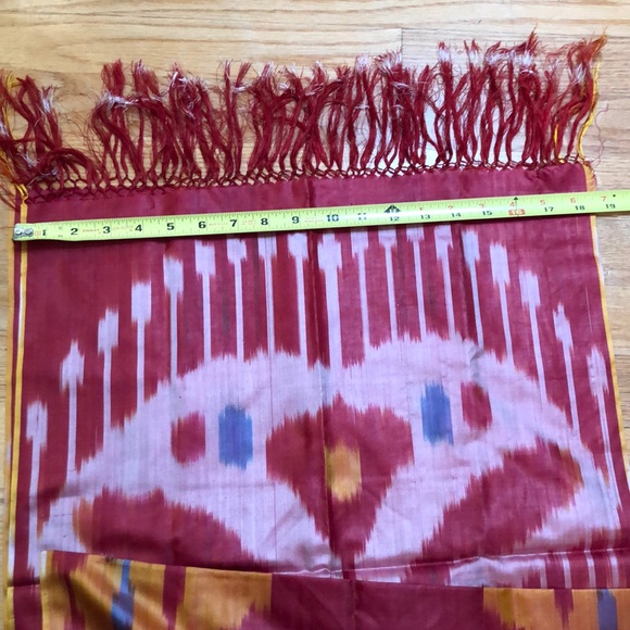 Uzbek Ikat Boho Scarf Red - Picture 5 of 6